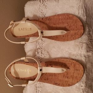 Lauren ralph ladies Sandals white patent leather wedge